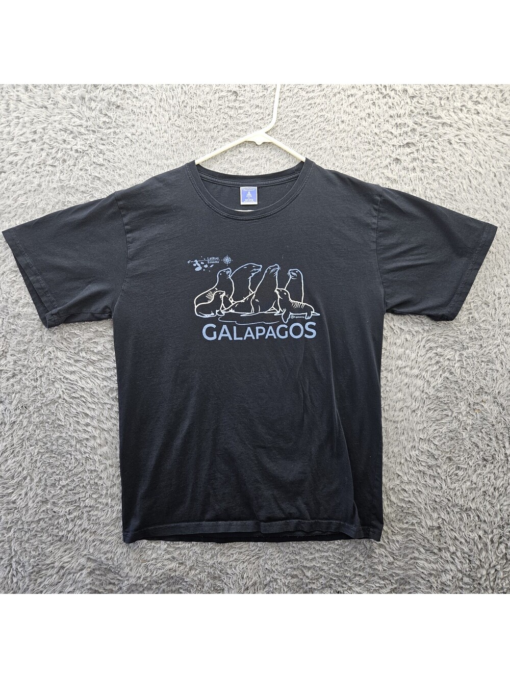 Equinoccio Galapagos Seals Vintage T Shirt Hand Printed 100% Cotton XL (Fits L)